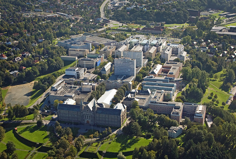Aerial view of Gloeshaugen campus, NTNU