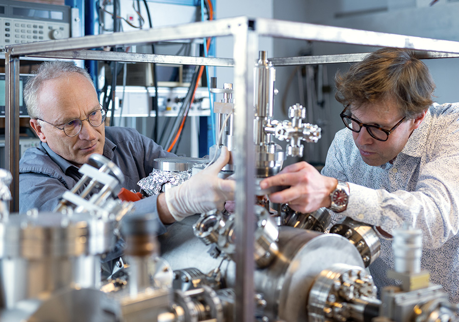 Two researchers working together in a laboratory