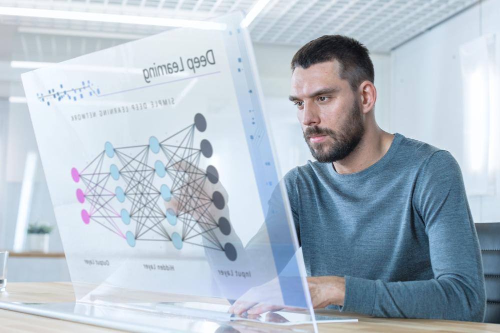 Man looking at screen in office