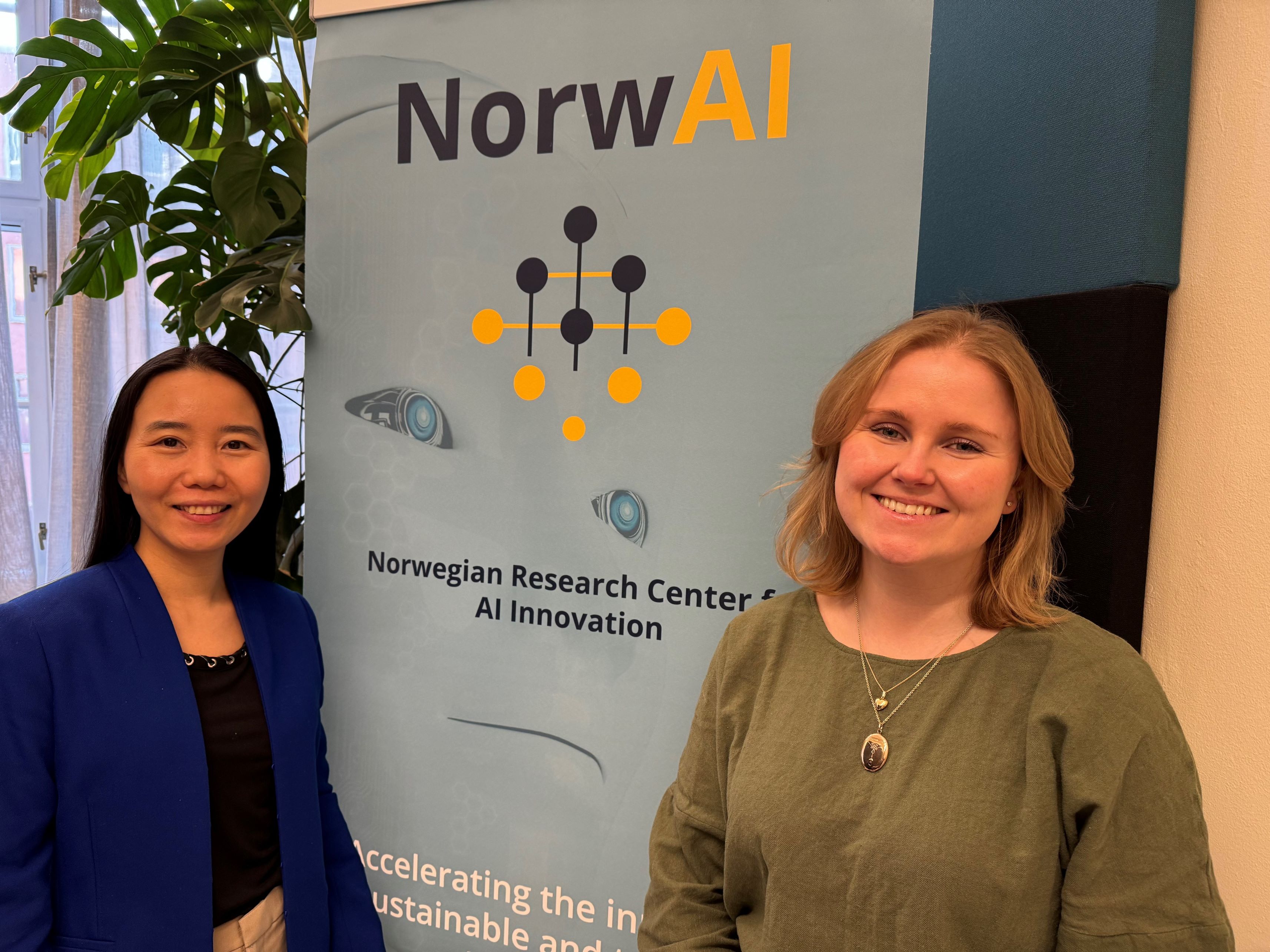 Nhien Nguyen and Ingrid Berg Sivertsen during visit at NorwAI