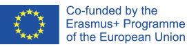 Blue square with yellow stars. Text: Co-funded by the Erasmus+ Programme of the European Union