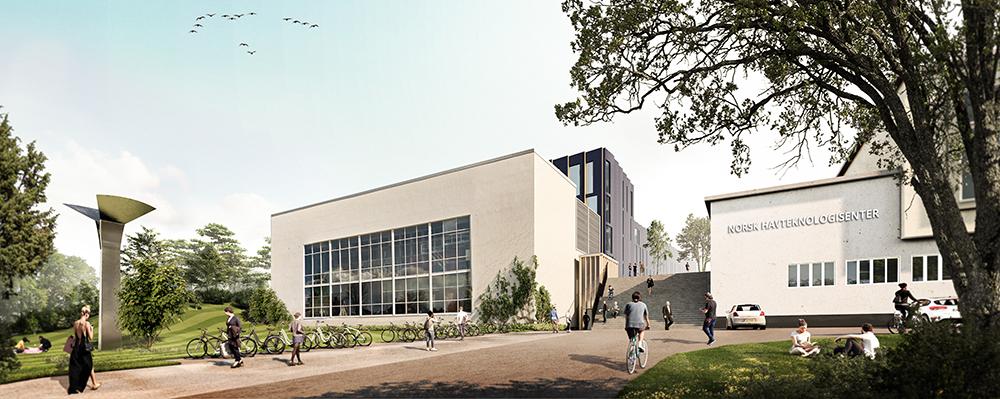 Cavitation laboratory and front of the Ocean Technology Centre. Illustration: Statsbygg