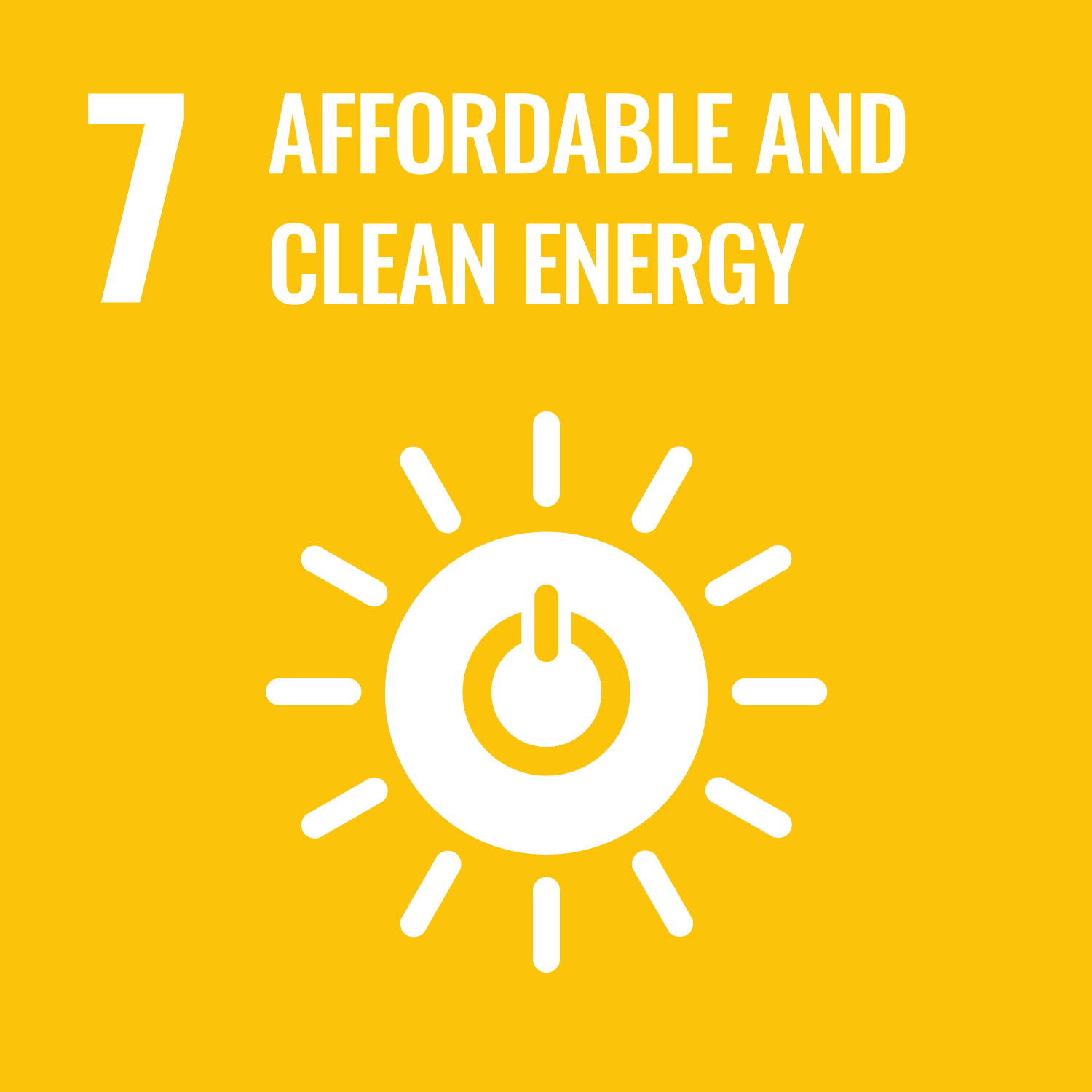 UN sustainable development goal number 7 Affordable and clean energy. Link to goal number 7.
